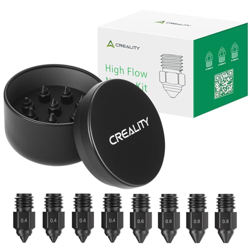 Creality Ender 5 Max Nozzles, Upgrade 3D Printer Hardened Steel Hotend Nozzle, High-end Nozzles Kit, Official Heating Block Nozzle, Less Clogging, High Hardness Wear-Resistant (0.4 0.6 0.8mm 8PCS)