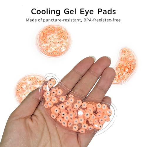 Image of 4PCS Gel Eye Ice Pack Set, Cold & Hot Compress, Reusable Cooling Gel Pads for Strain Relief, Relaxation, SPA and Sleep (4 Orange Flowers)