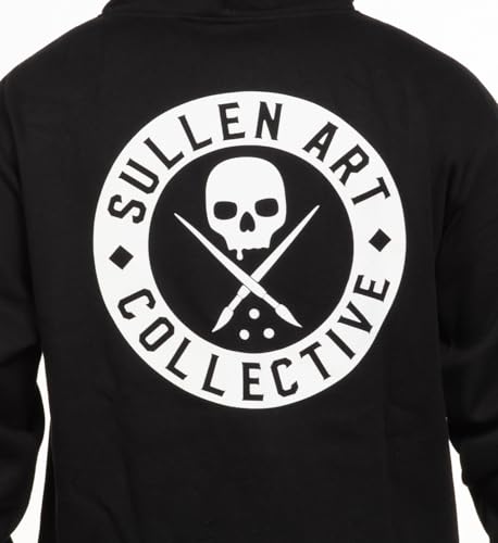 Sullen Men's Classic Badge of Honor Tattoo Lifestyle Graphic Long Sleeve Zip Up Hooded Fleece Sweatshirt Black4