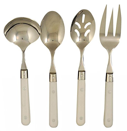 Ginkgo International Le Prix 4-Piece Stainless Steel Hostess Serving Set, White