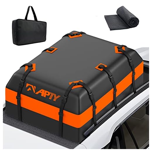 APTY 21 Cubic Feet Car Roof Top Bag Cargo Carrier, Soft Rooftop Luggage Bag, Premium 900D PVC, Waterproof Zip, with Anti-Slip Mat + Storage Bag, for All Vechicles SUV with/Without Rack