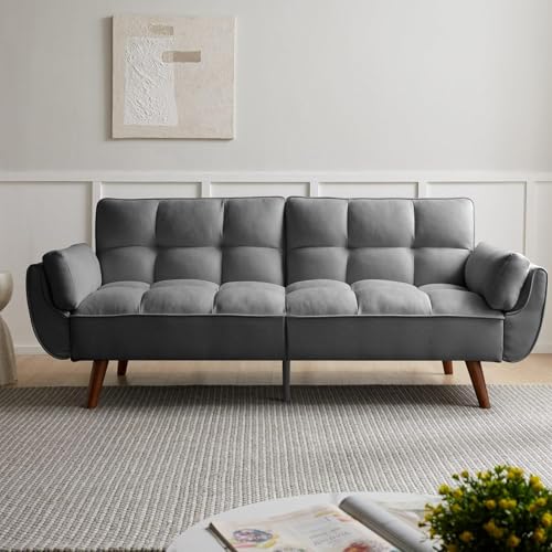 JIEXI Sofa 3 Sitzer Schlafsofa mit Schlaffunktion, Klappsofa Sofa 3 Sitzer, Schlafsofa 190x75cm, Bequemes Geeignet Für Wohnzimmer, Zimmer, Schlafzimmer (Dunkel Grau) – Bild 4