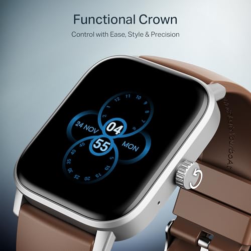 Image of Boat Wave Call 3 Smartwatch 1.83 inch HD Display with Animated Watch Faces; BT Calling, Functional Crown, Multiple Sports Modes, IP68, HR, SpO2 Monitor, Smart Watches for Men & Women (Timber Brown)