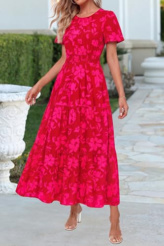 Image of PRETTYGARDEN Women's Casual Smocked Boho Floral A-Line Maxi Dress 2026