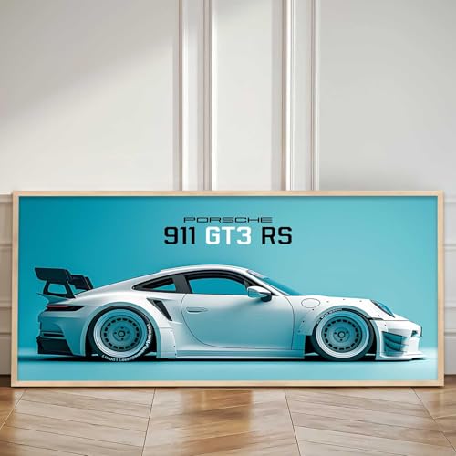 Image of walllane Big Porsche GT3RS 911 Car Framed Posters Gift Items for Boys Room Wall Decoration Bedroom Living Room Office Studio Decor | Car Poster Frame for Wall Decor Set Of 1Size(10 x 19 inch)