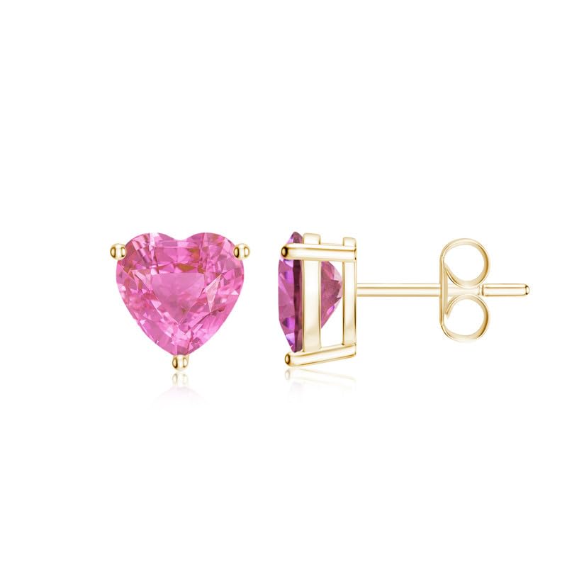 Image of Goldhartz Sterling Silver Genuine, Created or Simulated Birthstone Gemstone 7mm Heart Stud Earrings