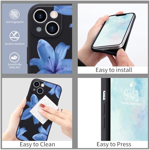 Coque silicone iPhone 15 anti-choc et anti-rayure fleur de lys bleu en gel souple