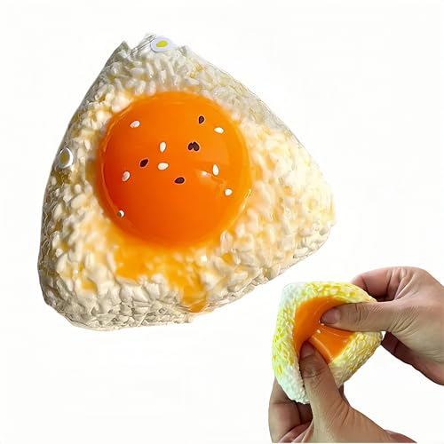 Stress Ball Toys, Sensory Soft Toys, Adult Squeeze Ball Fidget Toys, Handmade Stress Relief Balls That Imitate Rice Balls and Contain an Egg Yolk! Used to Relieve Stress.
