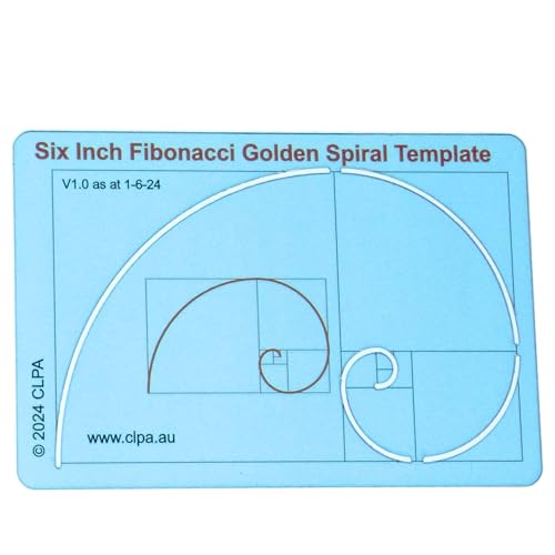 CLPA Fibonacci Spiral Stencil Template for Drawing and Drafting: A Fibonacci Spiral Drawing Tool for Artists Allows The Simple Application of The Golden or Divine Ratio for Artistic Design