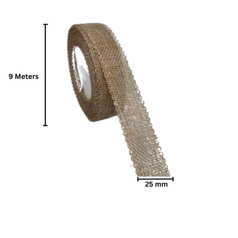 Image of Oasis Eco Friendly Jute Ribbon for Multipurpose Gift-Hamper Wrapping, Arts & Crafts, Decoration & Flower Bouquet Wrapping, 1Inchx9mtr, Pack of 2, Natural Light
