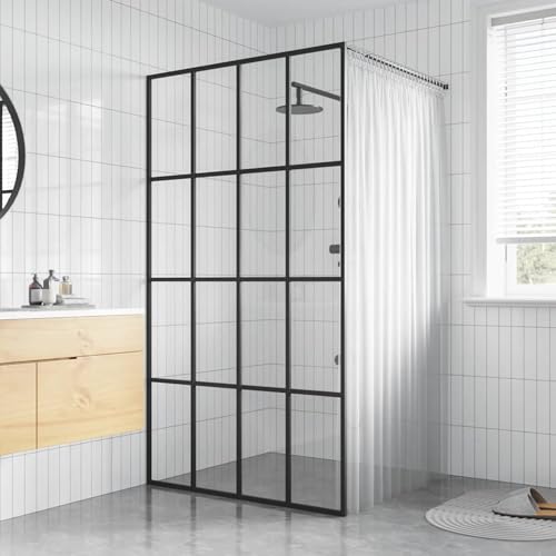 Homgoday Cabina de ducha con cristal templado transparente, 118 x 190 cm