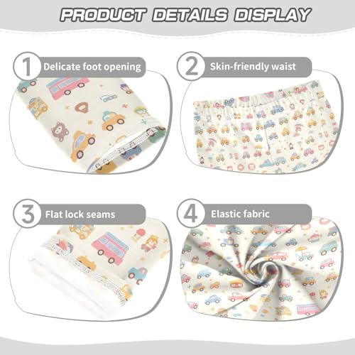 KLL Cartoon Cars Collection Toddler Girls' Cotton Leggings Fashion High Waisted Athleisure Pants Running3