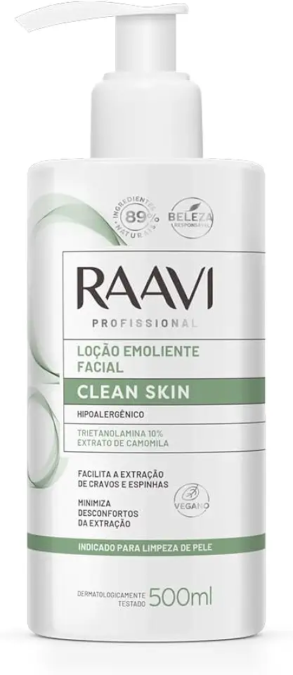 Loção Emoliente Facial Clean Skin Raavi 500 Ml