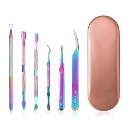 TOROKOM 6PCS Nagelhautschieber-Set, professionelles Maniküre- und Pediküre-Werkzeugset aus Edelstahl mit zwei Enden für die Nagelpflege, Schönheitspflege, Reinigung von Fingernägeln und Fußnägel