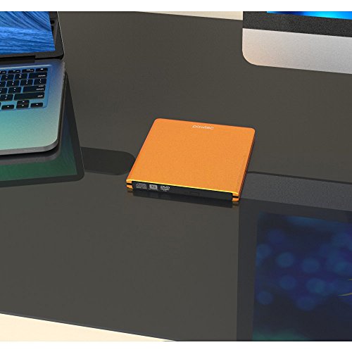 Pawtec Signature External USB 3.0 Aluminum 8X DVD-RW Writer Optical Drive for PC Windows & Mac - Orange - Thumbnail 3