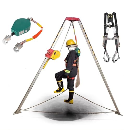 SRNSAEB 98' Cable Confined Space Rescue Tripod Winch 1200lbs 1800lbs 2600lbs, Adjustable 7ft Legs Lifting and Rescue Equipment, Wellhead Tunnels Pipelines Tripod Hoist (Size : 2600LBS Winch)