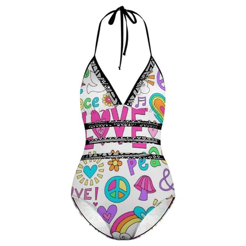 Maillot de bain une pièce femme guitare rose monokini bikini - 4