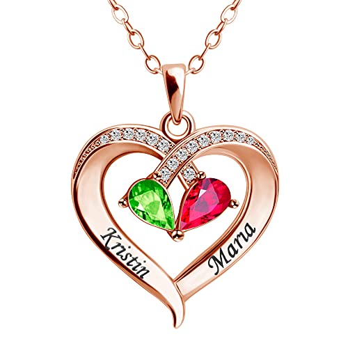 Collier cœur personnalisé avec pierres de naissance et boîte