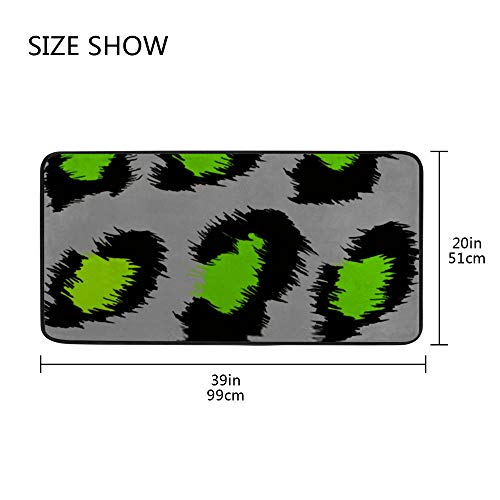 Tapis de cuisine léopard vert gris polyester antidérapant CHEHONG - 5