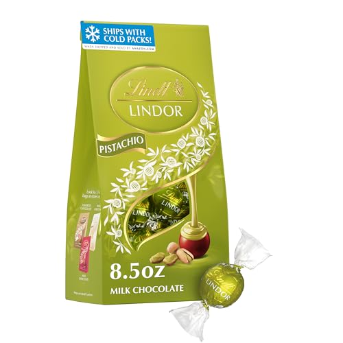Lindt LINDOR Pistachio Milk Chocolate Candy Truffles, 8.5 oz. Bag