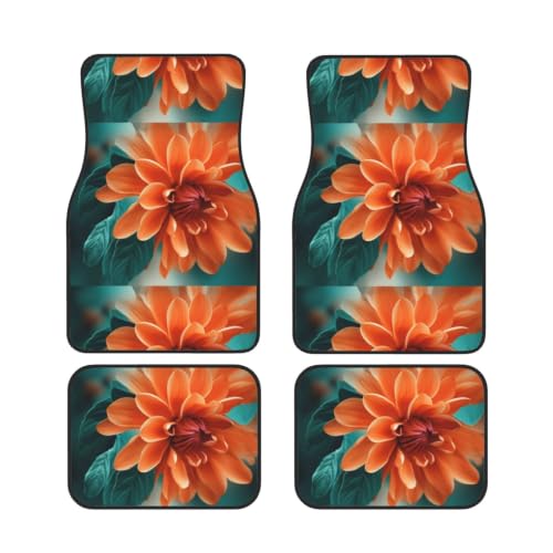 Alfombrillas antideslizantes de neopreno para coche juego de 4 con diseño floral verde