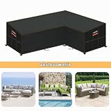 HEIMUNI Pokrowiec na Meble Ogrodowe w Kształcie Litery L 250x180x90x80/65cm