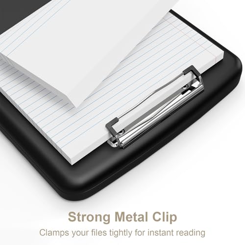 Piasoenc Clipboard with Storage, 8.5x11 Storage Clipboards with Pen Holder and A4 Legal Paper Folder, Heavy Duty Plastic, Folio & Side-Opening, Low Profile Clip, for Nurses, Teache image 3