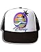 Digitally Airbrush Painted Personalized Custom Beach Scene Snapback Trucker Hats White