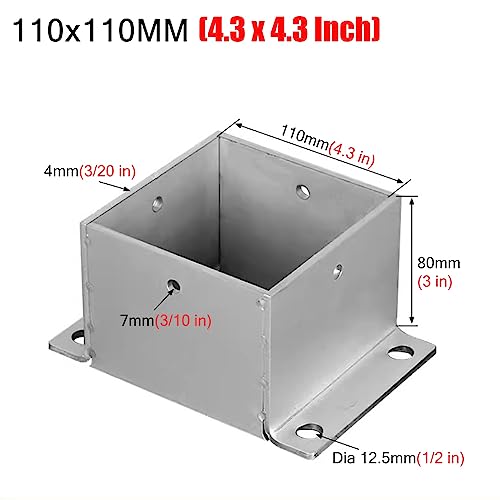 Genérico Base de Poste de Acero Inoxidable de Alta Resistencia de 2x2 a 8x8 Pulgadas, Soporte Duradero para Postes de terrazas de hormigón y Madera, Anclajes Seguros para barandillas de cercas y Buzo