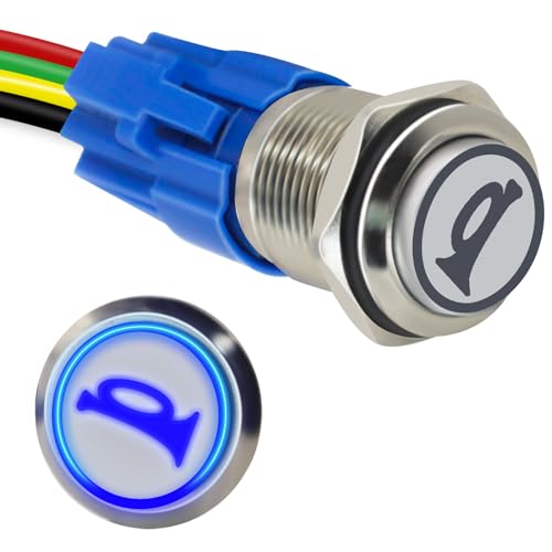 GEPHYNM Horn Button, Momentary Push Button Switch, Horn Switch for Car Modification, Push Button Switch a Tail Plug Harness