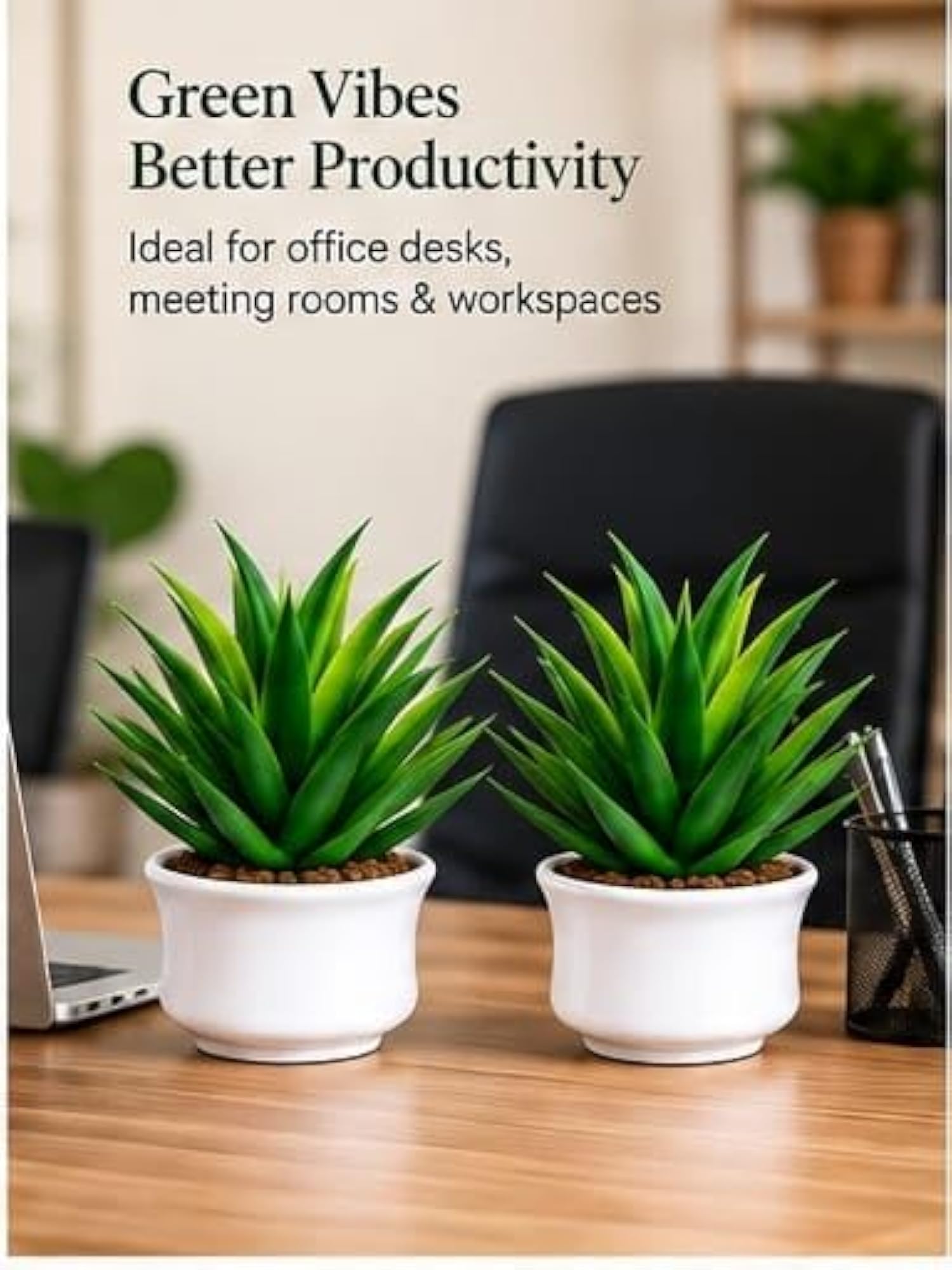 Artificial Plant with Pot, Green Pack of 2