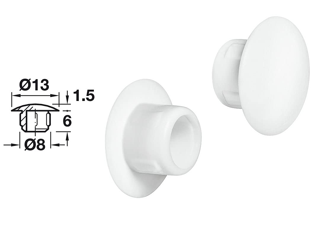 cyclingcolors 10 x Cover Caps Plastic Blanking Hole Plugs Blanking Plugs Cover Furniture Diameter 8 mm/White RAL 9010 - Image 2
