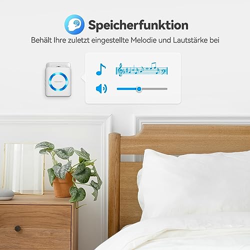 Funkklingel ohne Batterie TECKNET IP65 Funk Klingel Set