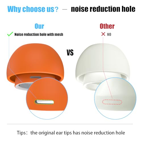 Image of 3 Pairs Replacement Ear Tips for AirPods Pro and 2nd Generation with Noise Reduction Hole, Silicone Ear Tips for AirPods Pro with Portable Storage Box and Fits in Charging Case (S /M /L, Orange)