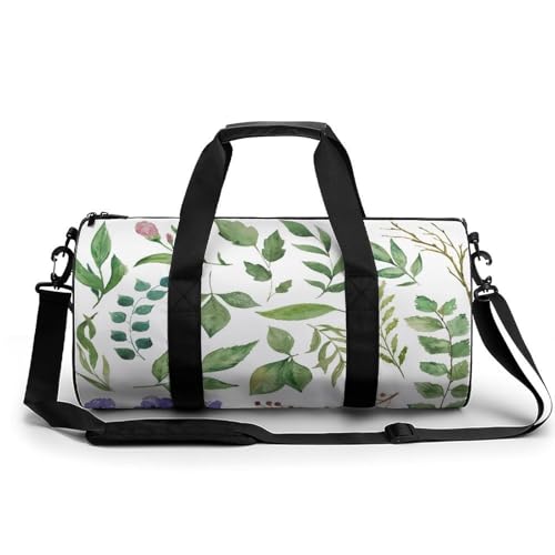 Sac week-end feuille verte blanche spacieux et ultra résistant