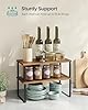 SONGMICS Cabinet Organizer Shelf, Set of 4 Kitchen Counter Shelves, Kitchen Storage, Spice Rack, Stackable, Expandable, Metal and Engineered Wood, Ink Black and Rustic Brown UKCS022X01 #4
