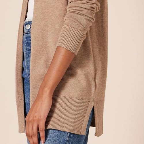 Image of Amazon Essentials Women's Lightweight Open-Front Cardigan Sweater (Available in Plus Size), Camel Heather, 6X (Pack of 2)