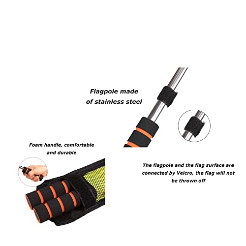 Soccer Referee Flag,Checkered Linesman Flags Set with Case,Metal Pole Foam Handle water Proof,Red Yellow Cards with Notebook and Pencil,Coach Stainless Steel Whistles with Lanyard 2Pcs (Style 2)