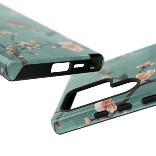 Coque Samsung S24 Ultra fleur de pêcher rigide anti-choc sarcelle - 3
