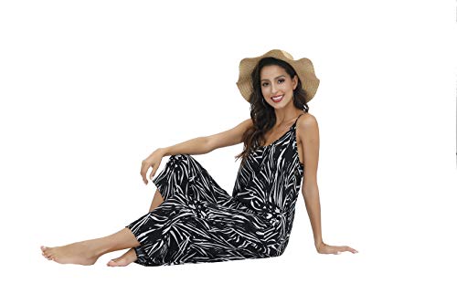 Image of BUENOS NINOS Women's V Neck Floral Maxi Dress Boho Printed Adjustable Spaghetti Strap Ethnic Beach Long Dress with Pockets