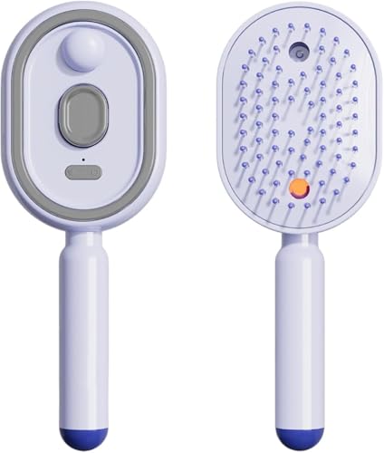 ZFFAFUR Electric Steam Brush 2-in-1 Misting & Heat Straightener for Natural Hair Rechargeable Cordless Design Retractable Teeth for Tangle-Free Detangling Portable Steam Styler(Purple)