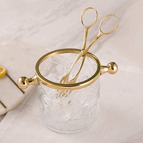 Messing Ice Cube Cooler Ice emmers met tang, glazen ijsemmer met draaggreep, geïsoleerd veelzijdigheid kristal whisky… - Afbeelding 4