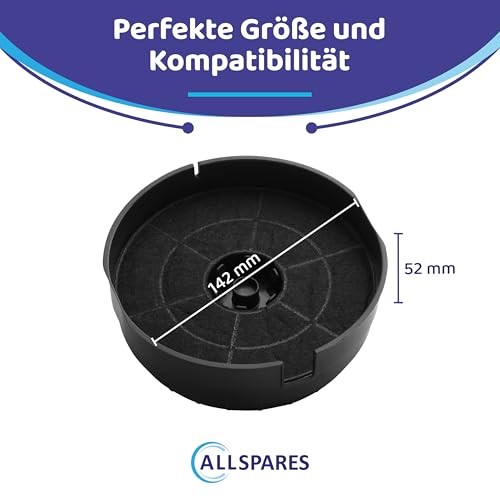 AllSpares Aktivkohlefilter (2 St) für Dunstabzugshauben für Bosch DHZ2600, 00752620, Whirlpool AKB000, Type 58 | Ikea NYTTIG FIL 220 | Baley 752620 | Elica CFC0038000 | Respekta CFC0038000 | Ø142 mm