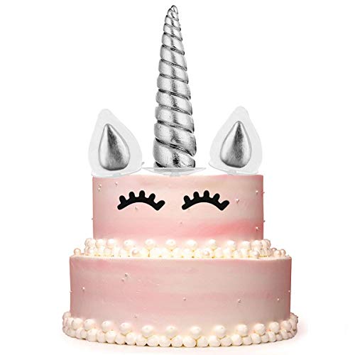 Sakolla Unicorn Cake Topper with Eyelashes and Headband DIY Unicorn Party Supplies Cake Decoration Kit for Birthday Baby Shower Wedding