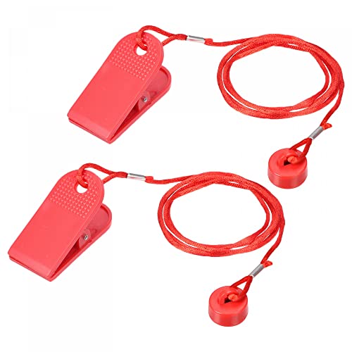 uxcell Fitness Magnet Key, 20mm Dia. Shell, 15mm Dia. Magnet, Universal Safety Lock for Most Treadmill, Red 2Pcs