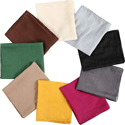 Patelai 9 Pieces Women Scarf Shawl Wrap Head Scarves Big Head Scarf Soft Cotton Linen, Candy Color2