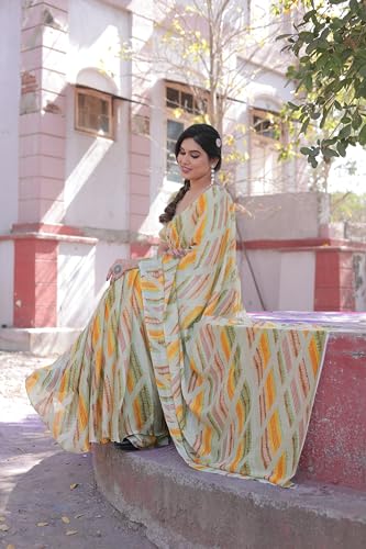 Image of MIRCHI FASHION Saree for Woman Chiffon Floral Printed | Lightweight Comfortable Daily Wear Women's Sari with Unstitched Blouse Piece (Available in 15 Colors)