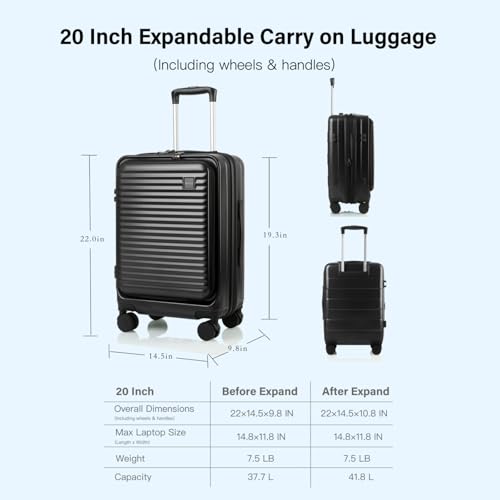 Kmvazcd 20 Inch Carry On Luggage, Hard shell Suitcases with Wheels by Kmvazcd - Used condition - Image 7
