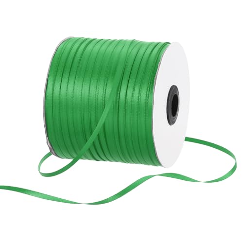 Rebower 1/8 Inch 500 Yard Satin Ribbon Thick Double Face Grosgrain Silk Ribbon, [for Gift Wrapping, Hair Bows, Wedding, Cake, Flower] - Green