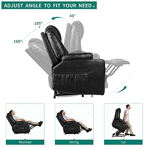 Yitahome Power Lift Recliner Chair For Elderly, Lift Chair With Heat And Massage, Faux Leather Recliner Chair With 2 Cup Holders, Side Pockets & Remote Control For Living Room (Black) #TOP4